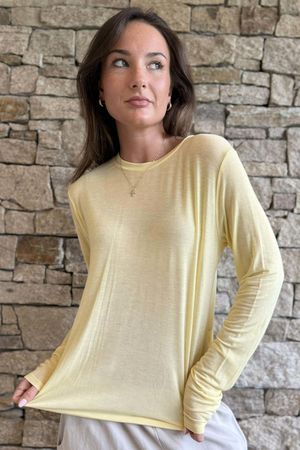 Essential Cashmere Blend Sheer Layering Top Lemon